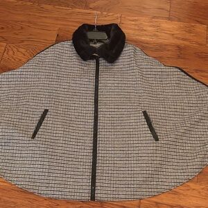 Vince Camuto Black and White Checkered Cape